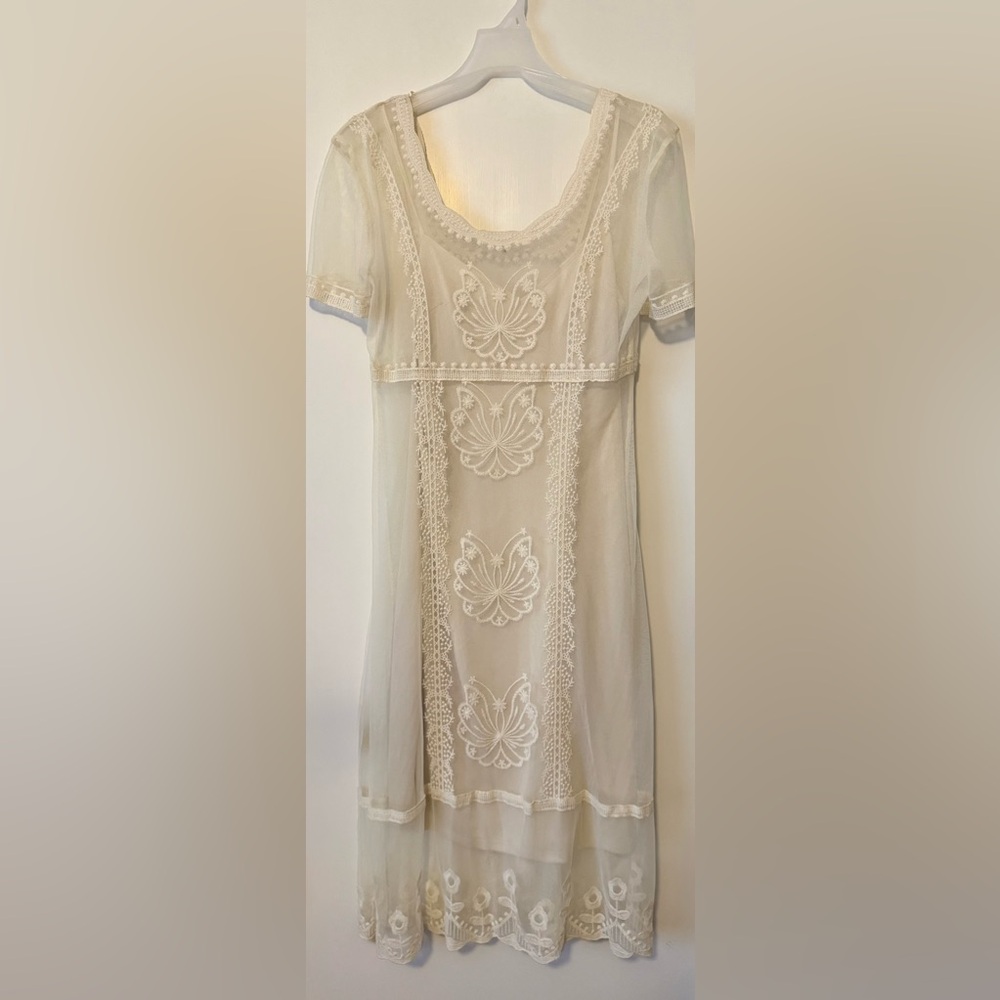 Zara Elegant Cream Lace Dress